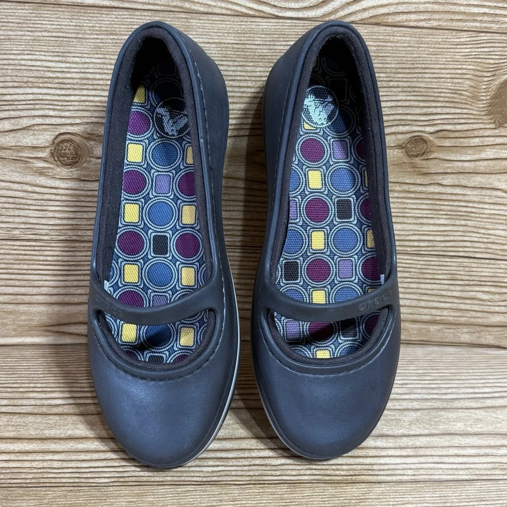 Crocs Shoes Woman 6 Mary Jane Crocband Flats Brown Casual‎ Slip On Comfort 11092